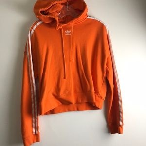 Neon Orange Adidas Cropped Hoodie